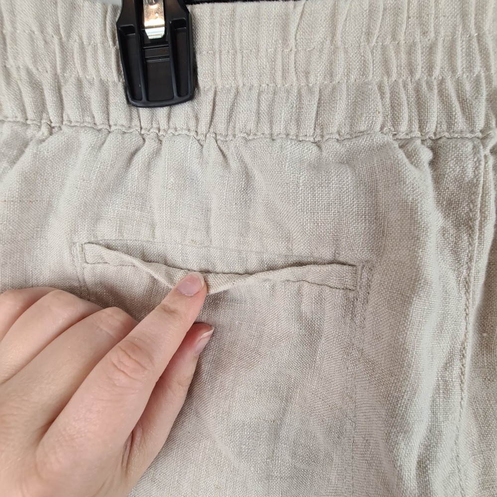 Athleta Women's Size 14 Beige Linen Voyager Chambray Pants Lightweight Ankle‎ - Picture 7 of 11